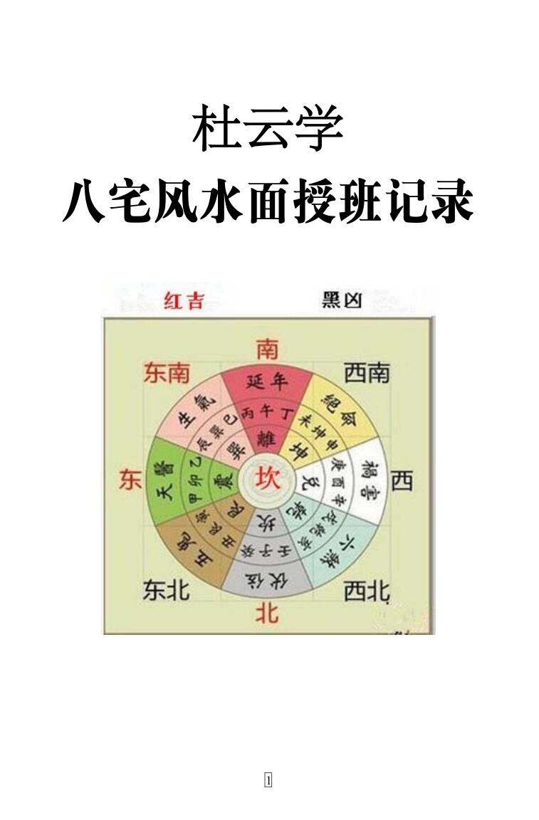 杜云学弟子班《八宅风水面授班记录》